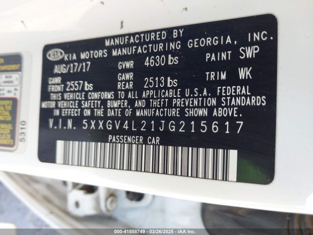 5XXGV4L21JG215617 KIA Optima Sx Turbo