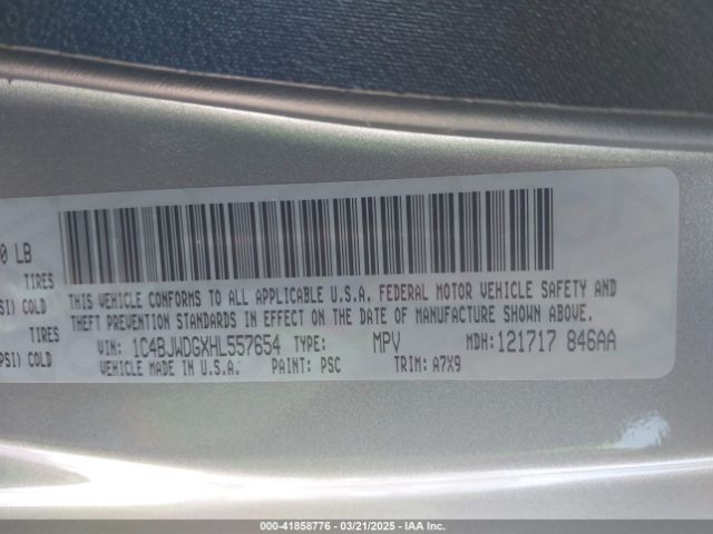 1C4BJWDGXHL557654 Jeep Wrangler Unlimited Sport