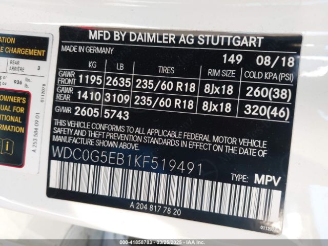 WDC0G5EB1KF519491 Mercedes-Benz Glc 350e 4matic
