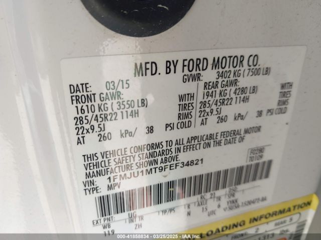 1FMJU1MT9FEF34821 Ford Expedition Platinum