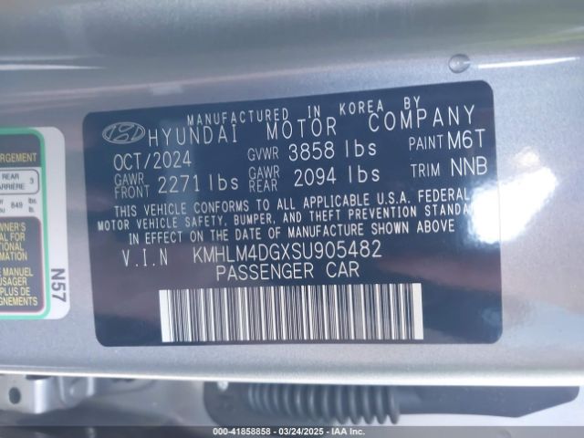 KMHLM4DGXSU905482 Hyundai Elantra Sel Sport