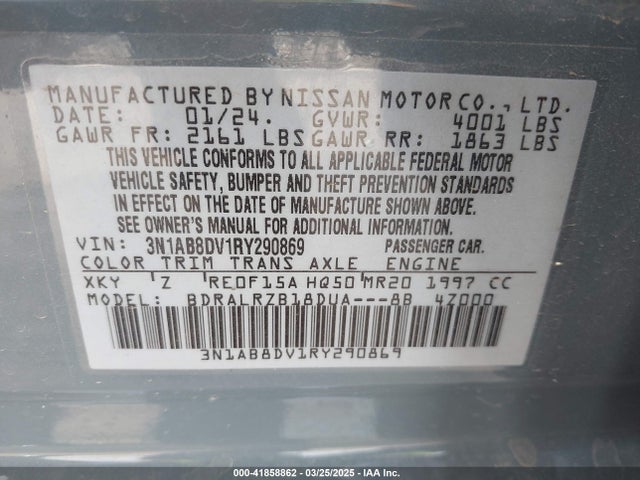 3N1AB8DV1RY290869 Nissan Sentra Sr Xtronic Cvt