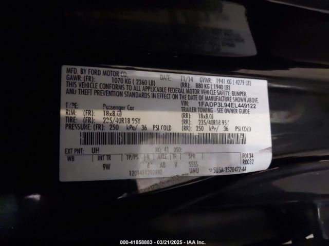 1FADP3L94EL449122 Ford FOCUS ST