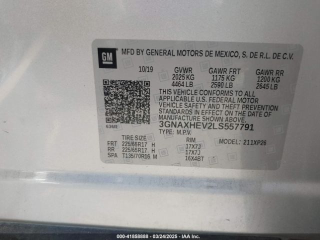 3GNAXHEV2LS557791 Chevrolet Equinox Fwd Ls