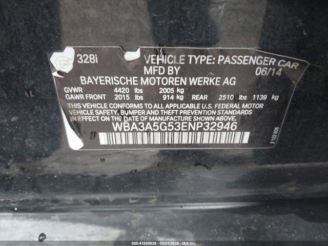 WBA3A5G53ENP32946 BMW 328I