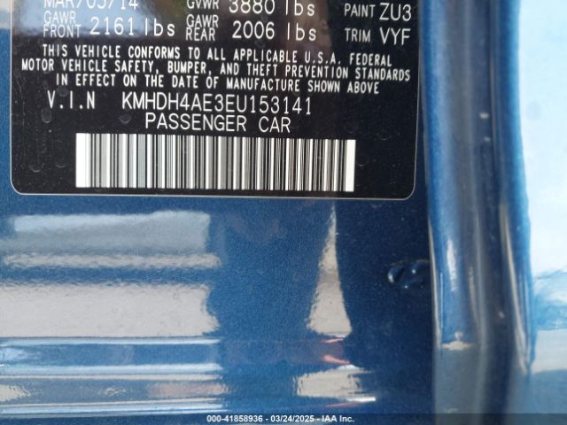 KMHDH4AE3EU153141 Hyundai ELANTRA SE