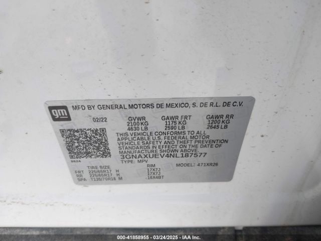 3GNAXUEV4NL187577 Chevrolet Equinox Awd Lt