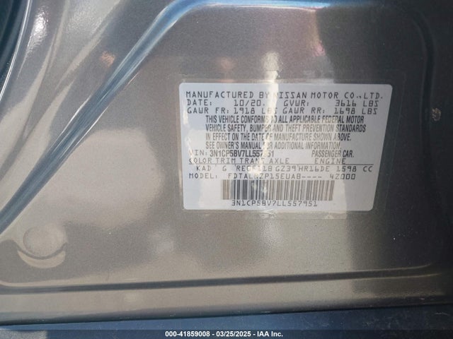 3N1CP5BV7LL557951 Nissan Kicks S Xtronic Cvt