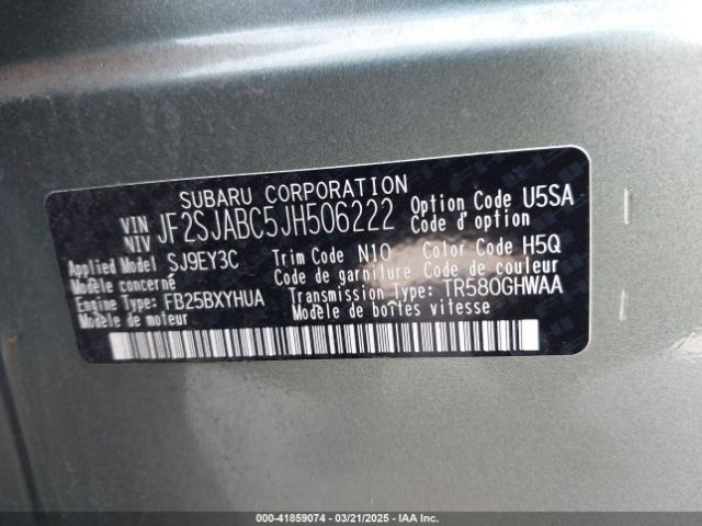 JF2SJABC5JH506222 Subaru Forester 2.5i