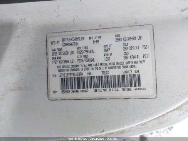 2000 DODGE RAM 1500 1B7HC16Y9YS512370 Photo 8