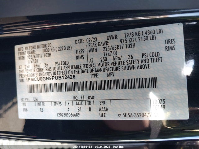 Ford Escape Active 2023 1FMCU0GN9PUB12426 Image 9