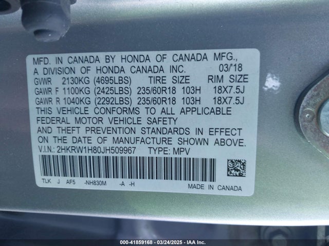 2HKRW1H80JH509967 Honda l15be