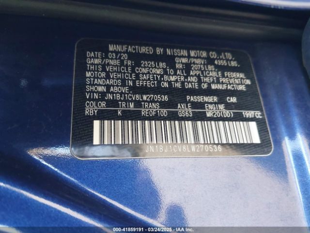 JN1BJ1CV8LW270536 Nissan Rogue Sport Sv Fwd Xtronic Cvt