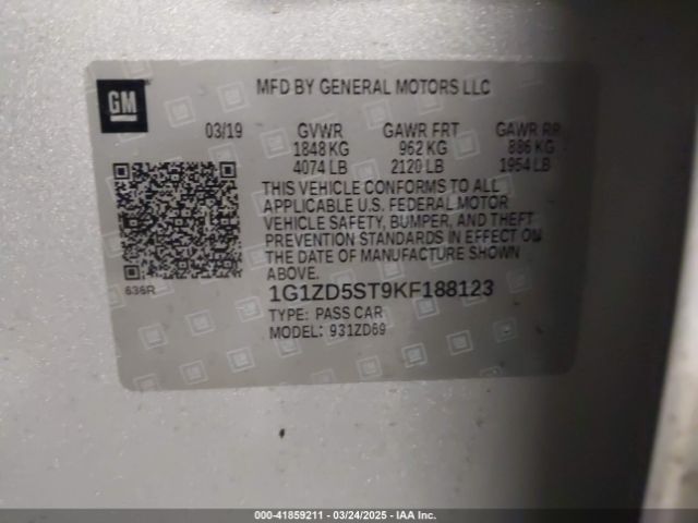2019 CHEVROLET MALIBU 1G1ZD5ST9KF188123 Photo 8