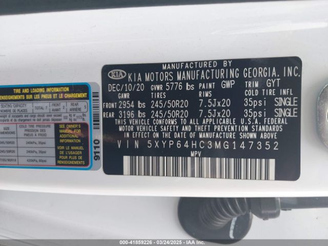 5XYP64HC3MG147352 KIA Telluride S
