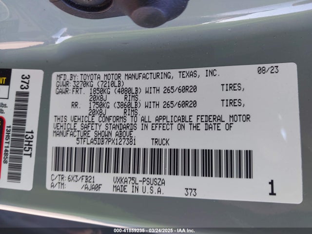 5TFLA5DB7PX127381 Toyota Tundra Sr5