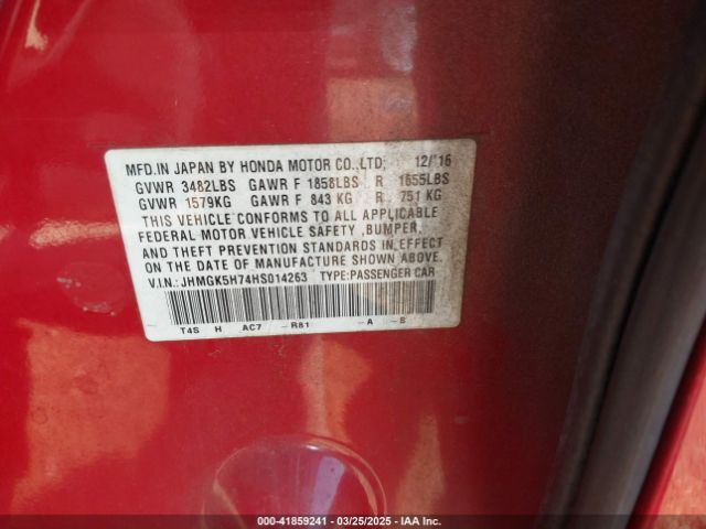 JHMGK5H74HS014263 Honda FIT EX