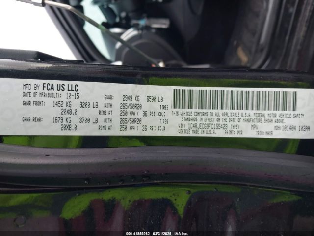 1C4RJECG9FC155423 Jeep Grand Cherokee High Altitude