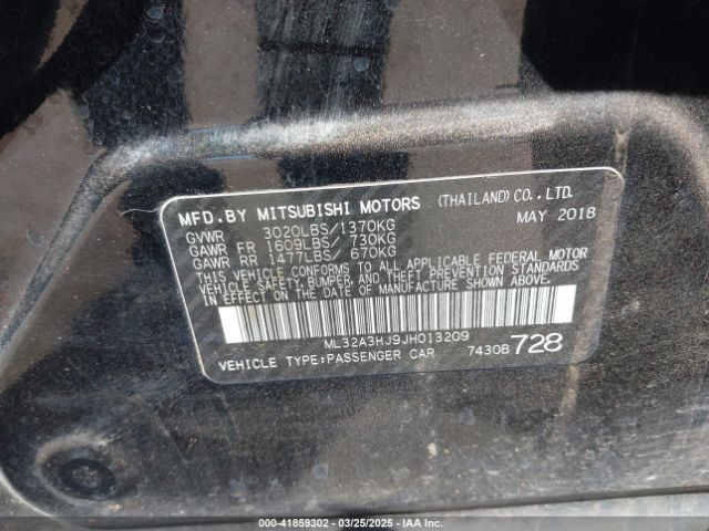 ML32A3HJ9JH013209 Mitsubishi MIRAGE ES
