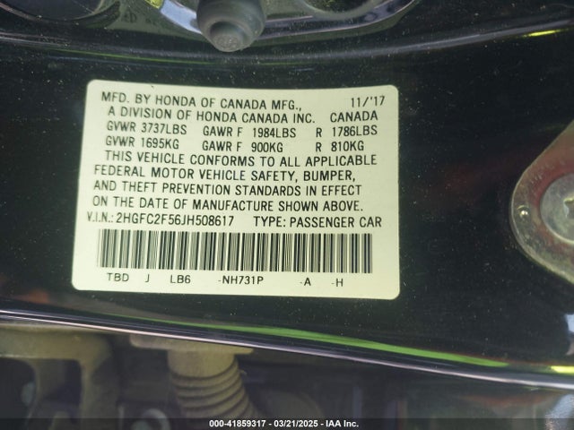 Honda Civic Lx 2018 2HGFC2F56JH508617 Image 9