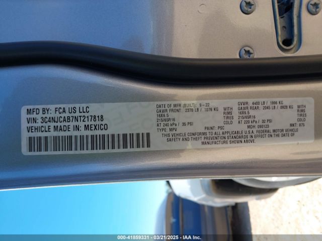 3C4NJCAB7NT217818 Jeep Compass Sport Fwd