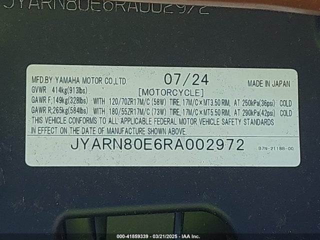 Yamaha Mtm890 (xsr900) 2024 JYARN80E6RA002972 Image 10