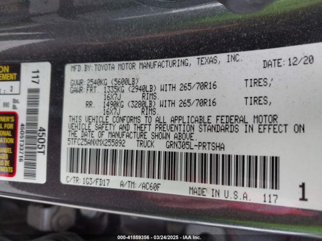 5TFCZ5ANXMX255892 Toyota Tacoma Trd Off-road