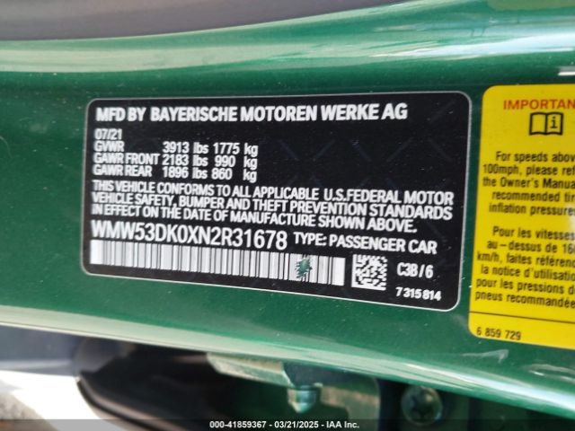 WMW53DK0XN2R31678 Mini Hardtop Cooper S