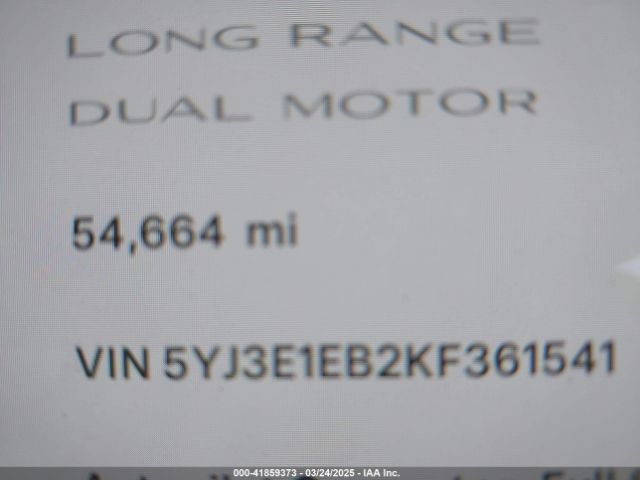 5YJ3E1EB2KF361541 Tesla Model 3 Long Range/performance