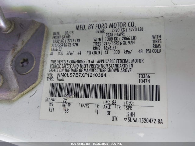 Ford Transit Connect Xl 2015 NM0LS7E7XF1210384 Image 9