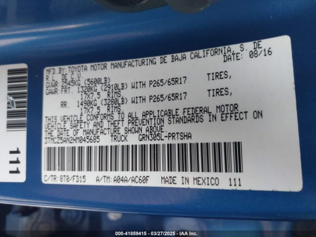 3TMCZ5AN2HM045685 Toyota Tacoma Trd Sport