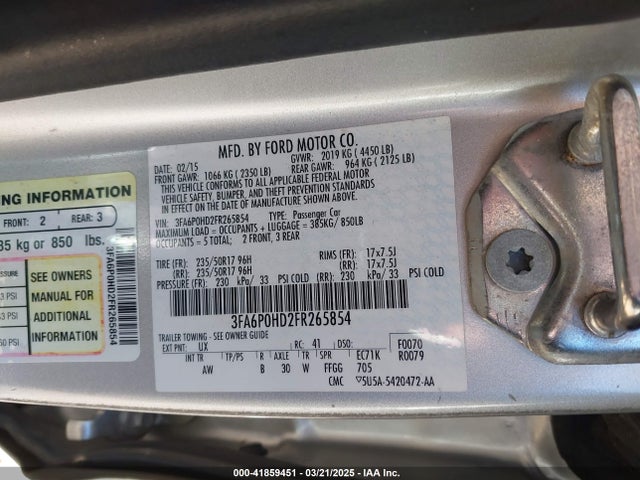 Ford 2015 2015 3FA6P0HD2FR265854 Image 9