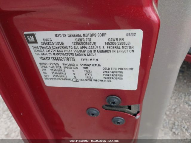 2003 GMC ENVOY 1GKDT13S632170775 Photo 8