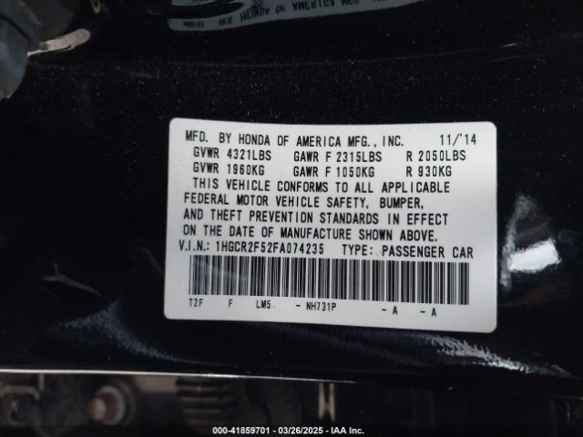 1HGCR2F52FA074235 Honda Accord Sport
