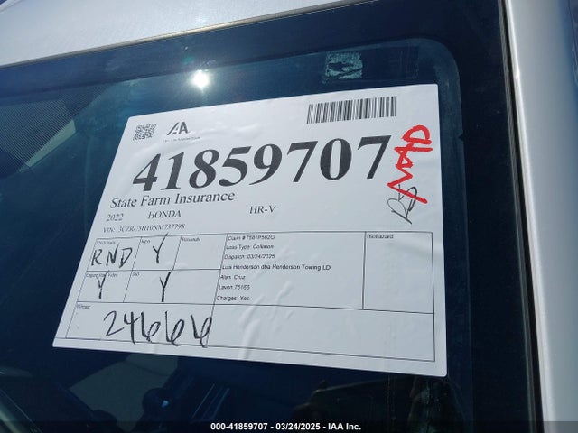 3CZRU5H10NM737798 Honda Hr-v 2wd Sport