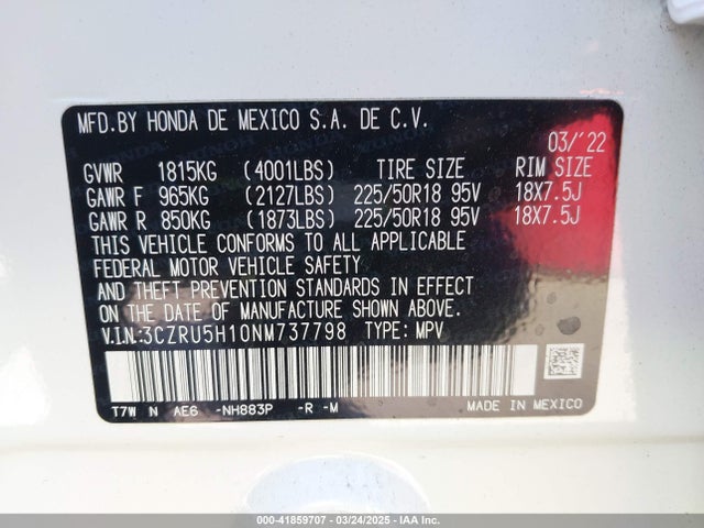 3CZRU5H10NM737798 Honda Hr-v 2wd Sport