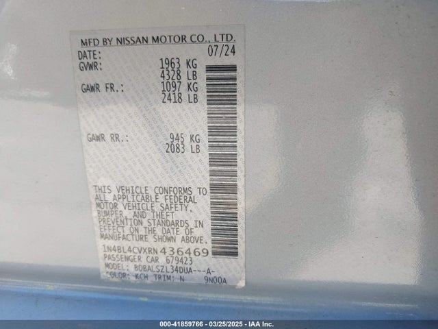 1N4BL4CVXRN436469 Nissan Altima Sr Fwd