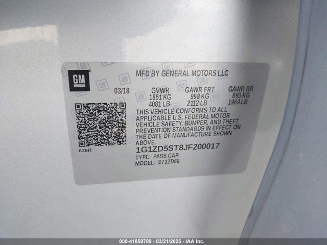 1G1ZD5ST8JF200017 Chevrolet MALIBU LT