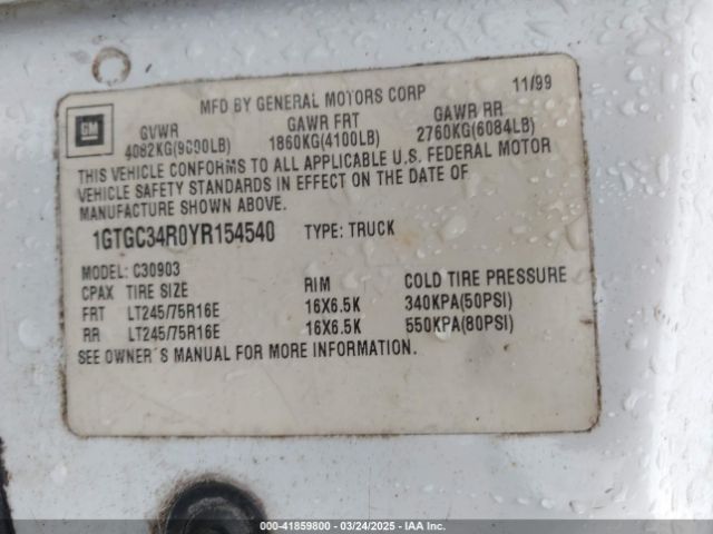 2000 GMC SIERRA 3500 1GTGC34R0YR154540 Photo 8