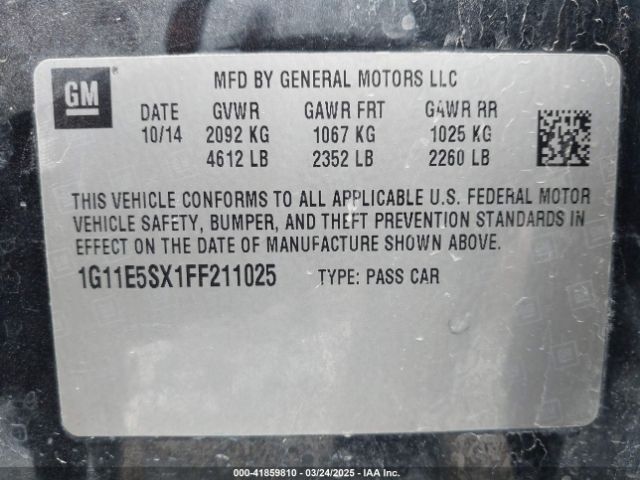 1G11E5SX1FF211025 Chevrolet Malibu 3lt