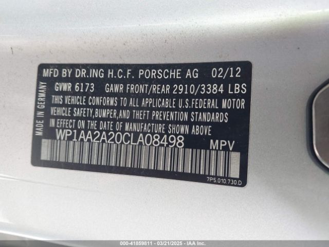 2012 PORSCHE CAYENNE WP1AA2A20CLA08498 Photo 8