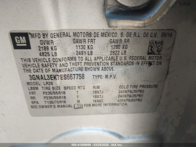 3GNAL3EK7ES667758 Chevrolet Captiva Sport Lt