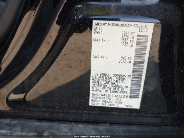 Nissan Altima 2.5 Sl 2018 1N4AL3AP3JC149226 Image 9