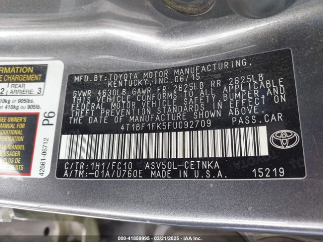 4T1BF1FK5FU092709 Toyota CAMRY LE