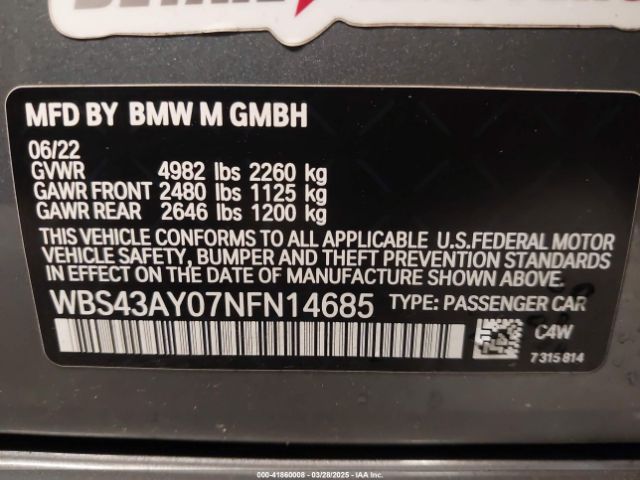 WBS43AY07NFN14685 BMW M3 Competition Xdrive