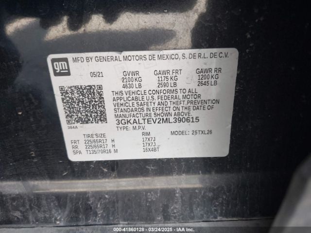3GKALTEV2ML390615 GMC Terrain Awd Sle