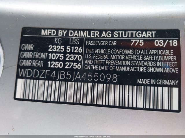 WDDZF4JB5JA455098 Mercedes-Benz E 300
