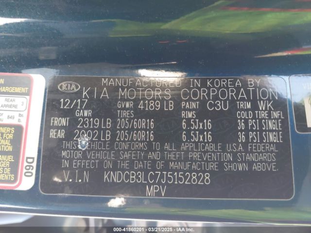 KNDCB3LC7J5152828 KIA NIRO LX