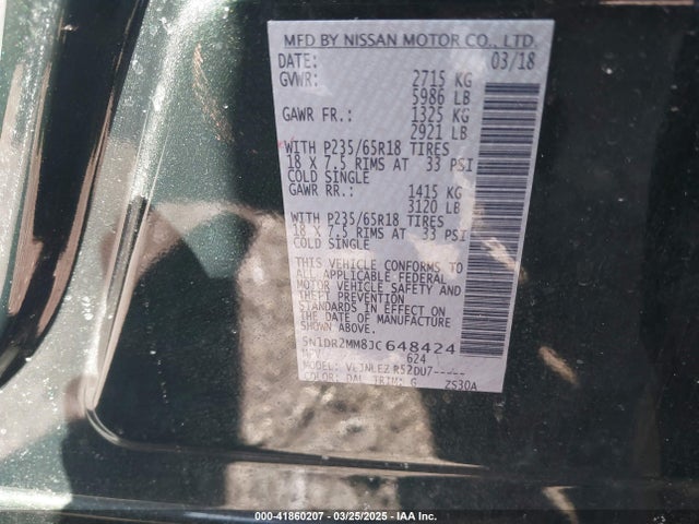 Nissan Pathfinder Sv 2018 5N1DR2MM8JC648424 Image 9