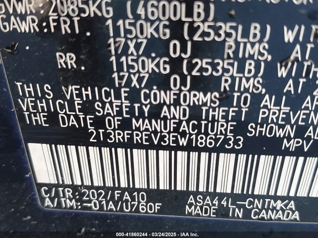 2T3RFREV3EW186733 Toyota Rav4 Xle
